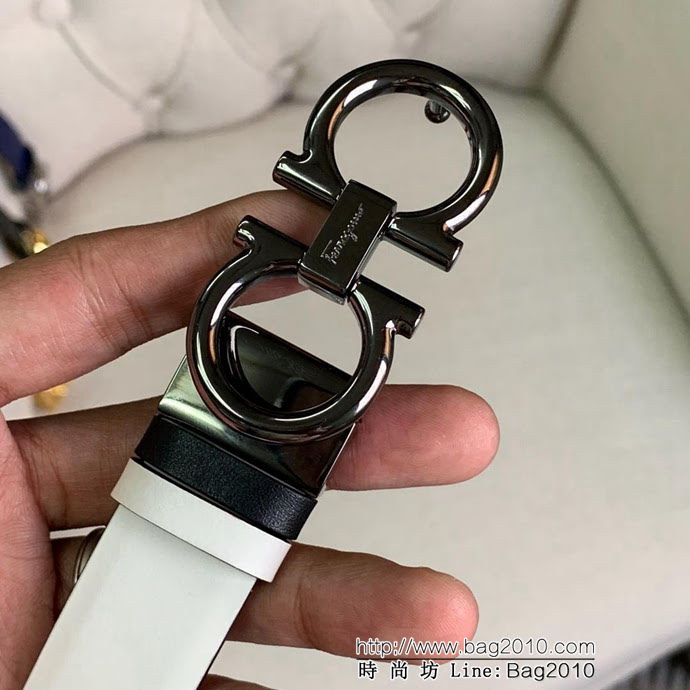 Ferragamo菲拉格慕 全新 多色雙面平紋 牛皮腰帶 時尚雙扣女款皮帶  xfp1287